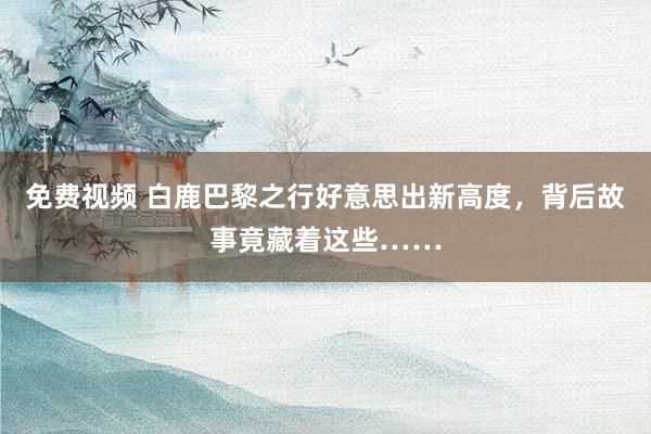 免费视频 白鹿巴黎之行好意思出新高度，背后故事竟藏着这些……