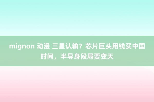 mignon 动漫 三星认输？芯片巨头用钱买中国时间，半导身段局要变天